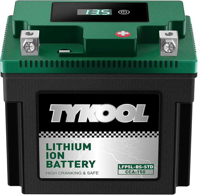 TYKOOL YTZ7S, YTX5L-BS,150CCA,Lithium LiFePO4 Motorcycle Battery,12.8V 3Ah, Digital Readout, 2X Cranking Amps,Light Weight, Fits for ATV,Honda grom,Moped battery - Image 1